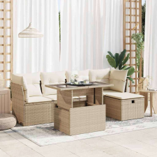 vidaXL 6 részes bézs polyrattan kerti ülőgarnitúra párnával kerti bútor