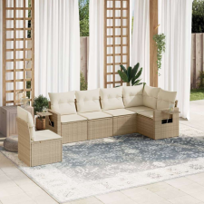vidaXL 6 részes bézs polyrattan kerti ülőgarnitúra párnával kerti bútor