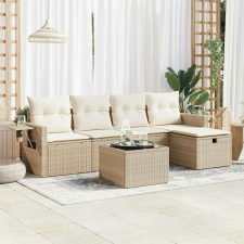 vidaXL 6 részes bézs polyrattan kerti ülőgarnitúra párnával kerti bútor
