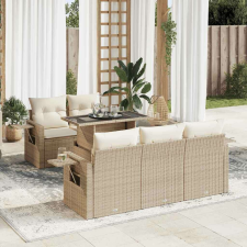 vidaXL 6 részes bézs polyrattan kerti ülőgarnitúra párnával kerti bútor