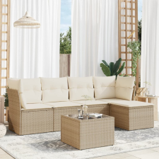 vidaXL 6 részes bézs polyrattan kerti ülőgarnitúra párnával kerti bútor