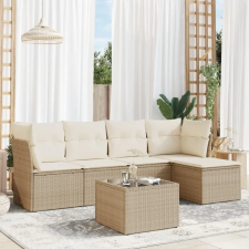 vidaXL 6 részes bézs polyrattan kerti ülőgarnitúra párnával kerti bútor