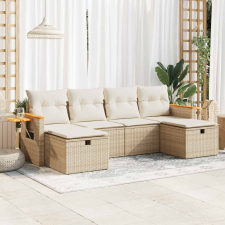 vidaXL 6 részes bézs polyrattan kerti ülőgarnitúra párnával kerti bútor