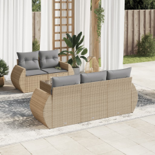 vidaXL 6 részes bézs polyrattan kerti ülőgarnitúra párnával kerti bútor