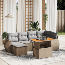 vidaXL 6 részes bézs polyrattan kerti ülőgarnitúra párnával kerti bútor