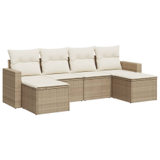 vidaXL 6 részes bézs polyrattan kerti ülőgarnitúra párnával (3219308) kerti bútor