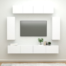 vidaXL 6 részes fehér szerelt fa TV-szekrényszett bútor
