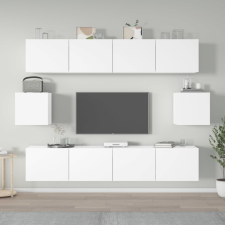 vidaXL 6 részes fehér szerelt fa TV-szekrényszett bútor