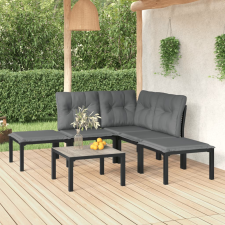 vidaXL 6 részes fekete és szürke polyrattan kerti ülőgarnitúra kerti bútor