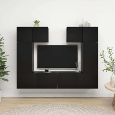 vidaXL 6 részes fekete forgácslap TV-szekrényszett bútor