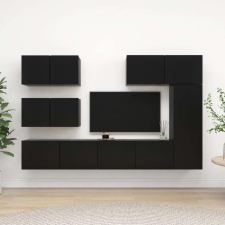 vidaXL 6 részes fekete forgácslap TV-szekrényszett bútor