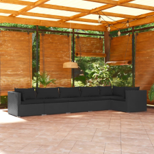 vidaXL 6-részes fekete polyrattan kerti ülőgarnitúra párnákkal kerti bútor