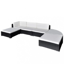 vidaXL 6 részes fekete polyrattan kerti ülőgarnitúra párnákkal kerti bútor