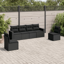 vidaXL 6 részes fekete polyrattan kerti ülőgarnitúra párnákkal kerti bútor