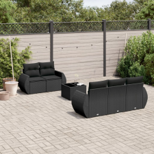 vidaXL 6 részes fekete polyrattan kerti ülőgarnitúra párnákkal kerti bútor