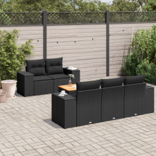 vidaXL 6 részes fekete polyrattan kerti ülőgarnitúra párnákkal kerti bútor