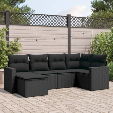 vidaXL 6 részes fekete polyrattan kerti ülőgarnitúra párnákkal kerti bútor