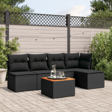 vidaXL 6 részes fekete polyrattan kerti ülőgarnitúra párnákkal kerti bútor
