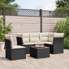 vidaXL 6 részes fekete polyrattan kerti ülőgarnitúra párnákkal kerti bútor