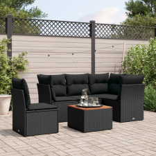 vidaXL 6 részes fekete polyrattan kerti ülőgarnitúra párnákkal kerti bútor
