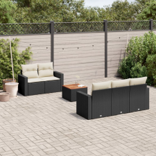 vidaXL 6 részes fekete polyrattan kerti ülőgarnitúra párnákkal kerti bútor