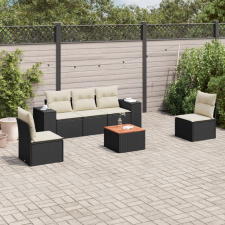 vidaXL 6 részes fekete polyrattan kerti ülőgarnitúra párnákkal kerti bútor