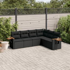 vidaXL 6 részes fekete polyrattan kerti ülőgarnitúra párnákkal kerti bútor