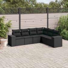 vidaXL 6 részes fekete polyrattan kerti ülőgarnitúra párnákkal kerti bútor