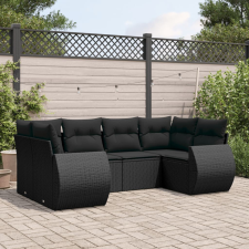 vidaXL 6 részes fekete polyrattan kerti ülőgarnitúra párnákkal kerti bútor
