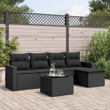 vidaXL 6 részes fekete polyrattan kerti ülőgarnitúra párnákkal kerti bútor