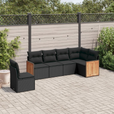 vidaXL 6 részes fekete polyrattan kerti ülőgarnitúra párnákkal kerti bútor