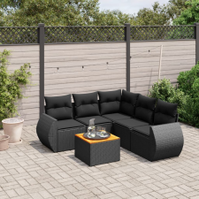 vidaXL 6 részes fekete polyrattan kerti ülőgarnitúra párnákkal kerti bútor