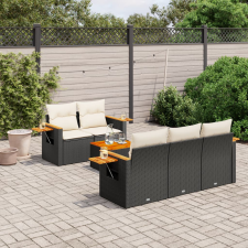 vidaXL 6 részes fekete polyrattan kerti ülőgarnitúra párnákkal kerti bútor