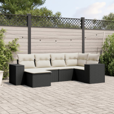 vidaXL 6 részes fekete polyrattan kerti ülőgarnitúra párnákkal kerti bútor