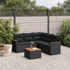 vidaXL 6 részes fekete polyrattan kerti ülőgarnitúra párnákkal kerti bútor