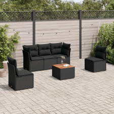 vidaXL 6 részes fekete polyrattan kerti ülőgarnitúra párnákkal kerti bútor