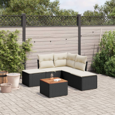 vidaXL 6 részes fekete polyrattan kerti ülőgarnitúra párnákkal kerti bútor