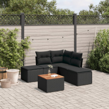 vidaXL 6 részes fekete polyrattan kerti ülőgarnitúra párnákkal kerti bútor