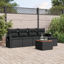 vidaXL 6 részes fekete polyrattan kerti ülőgarnitúra párnákkal kerti bútor