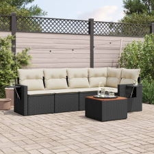 vidaXL 6 részes fekete polyrattan kerti ülőgarnitúra párnákkal kerti bútor