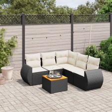 vidaXL 6 részes fekete polyrattan kerti ülőgarnitúra párnákkal kerti bútor