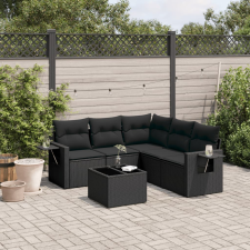 vidaXL 6 részes fekete polyrattan kerti ülőgarnitúra párnákkal kerti bútor