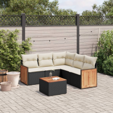 vidaXL 6 részes fekete polyrattan kerti ülőgarnitúra párnákkal kerti bútor