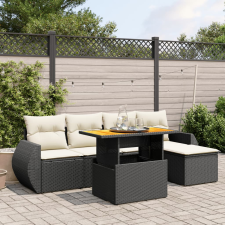 vidaXL 6 részes fekete polyrattan kerti ülőgarnitúra párnákkal kerti bútor
