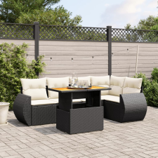 vidaXL 6 részes fekete polyrattan kerti ülőgarnitúra párnákkal kerti bútor