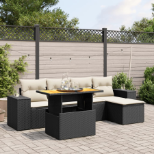 vidaXL 6 részes fekete polyrattan kerti ülőgarnitúra párnákkal kerti bútor