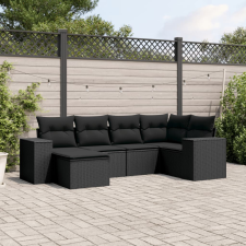 vidaXL 6 részes fekete polyrattan kerti ülőgarnitúra párnákkal kerti bútor