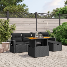 vidaXL 6 részes fekete polyrattan kerti ülőgarnitúra párnákkal kerti bútor