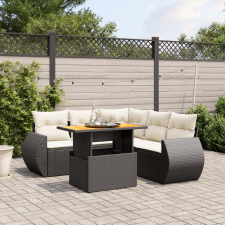 vidaXL 6 részes fekete polyrattan kerti ülőgarnitúra párnákkal kerti bútor