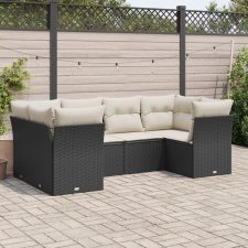 vidaXL 6 részes fekete polyrattan kerti ülőgarnitúra párnákkal kerti bútor